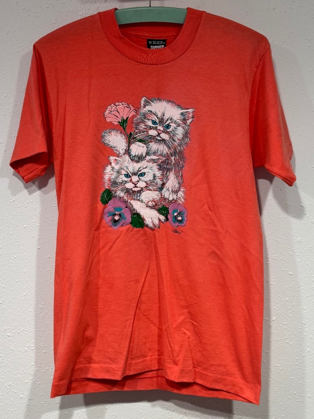 Vintage Screen Stars Best Graphic Print Kitten Cat Single Stitch Shirt USA M
